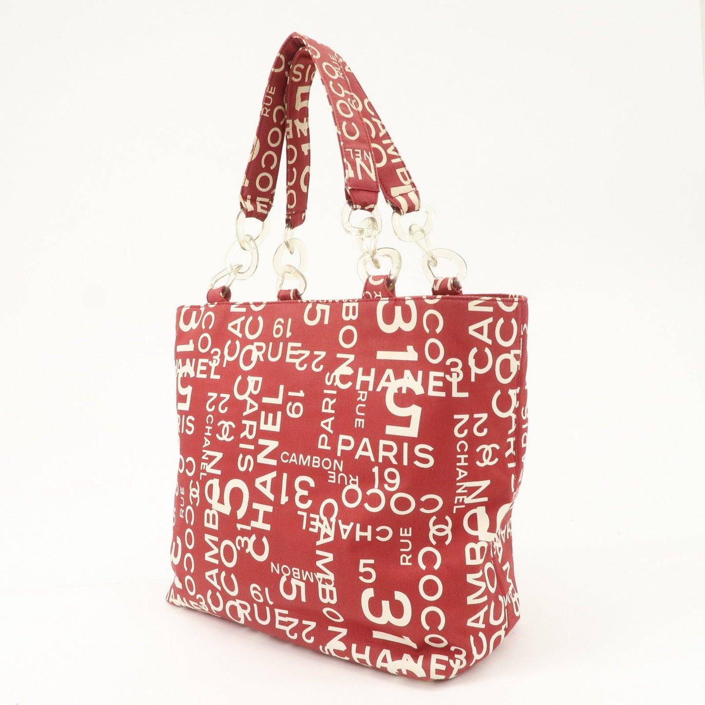 CHANEL By Sea Line Canvas Tote Bag Red Ivory A18302  d