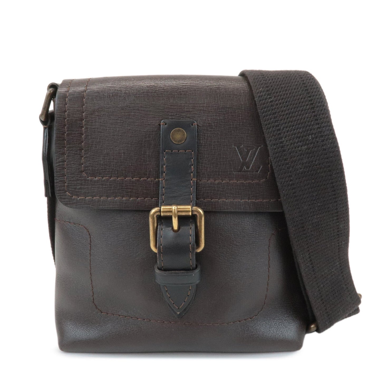 Louis Vuitton Utah Calf Leather Shoulder Bag Crossbody Bag Cafe M92995  d