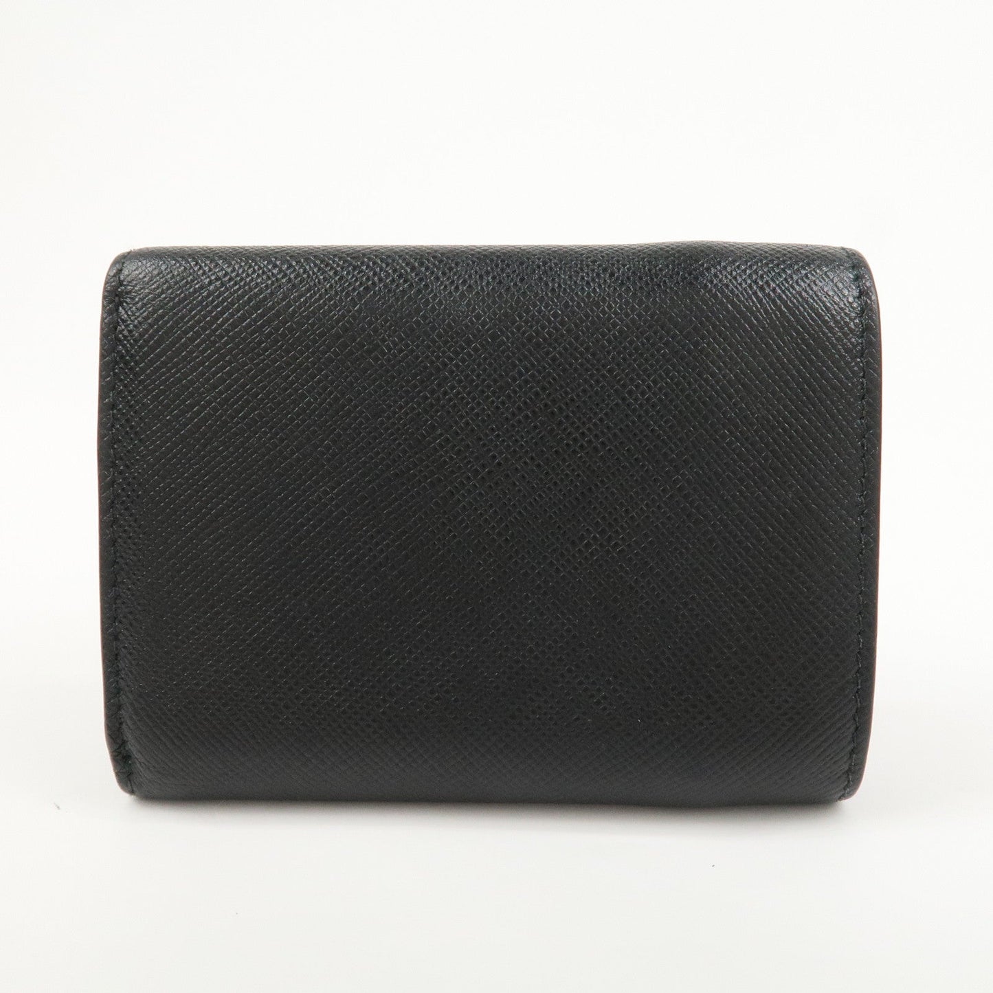 PRADA Logo Saffiano Metal Tri-fold Small Wallet Black 1MH021