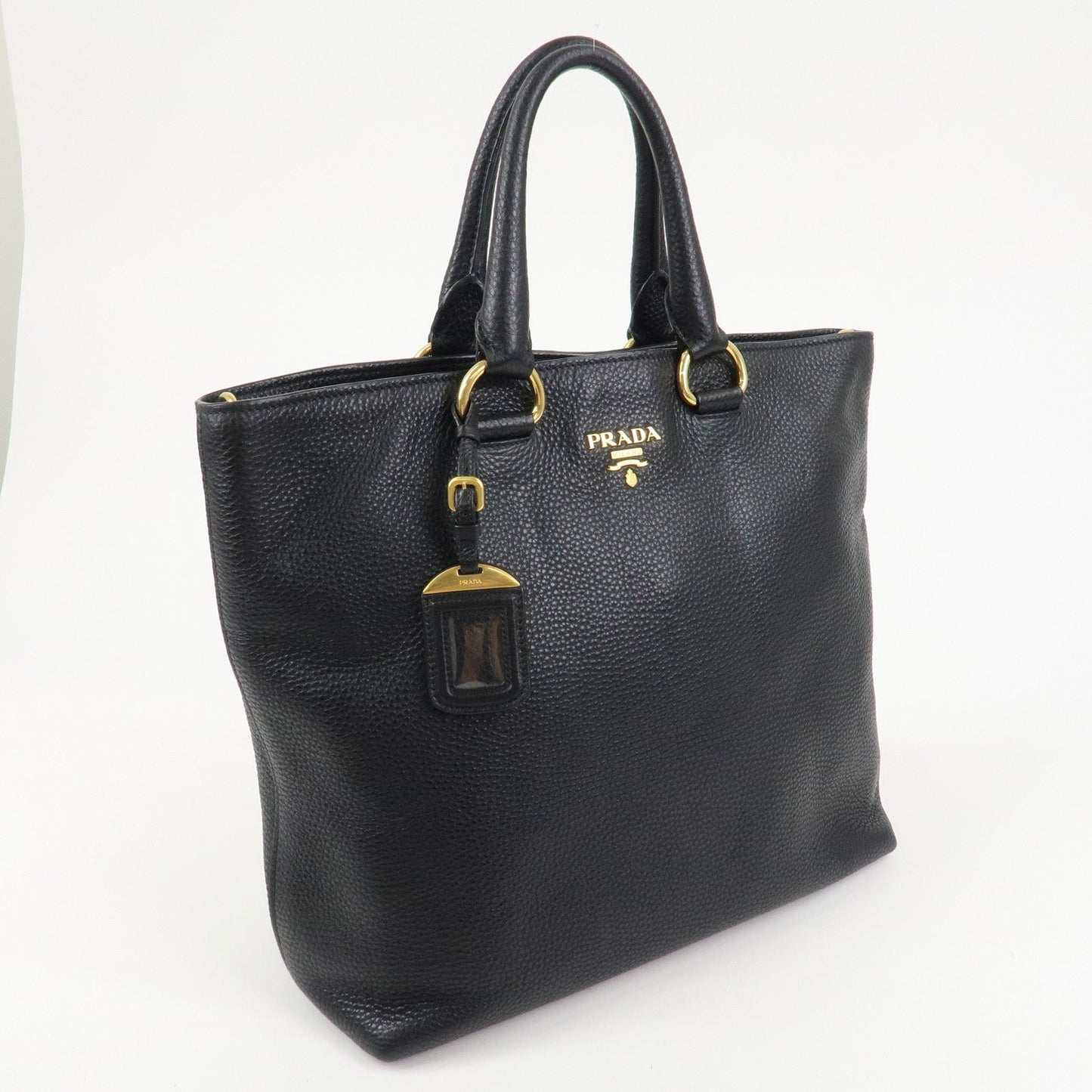 PRADA Vitello Daino Leather 2Way Tote Bag Shoulder Bag Black BN1713