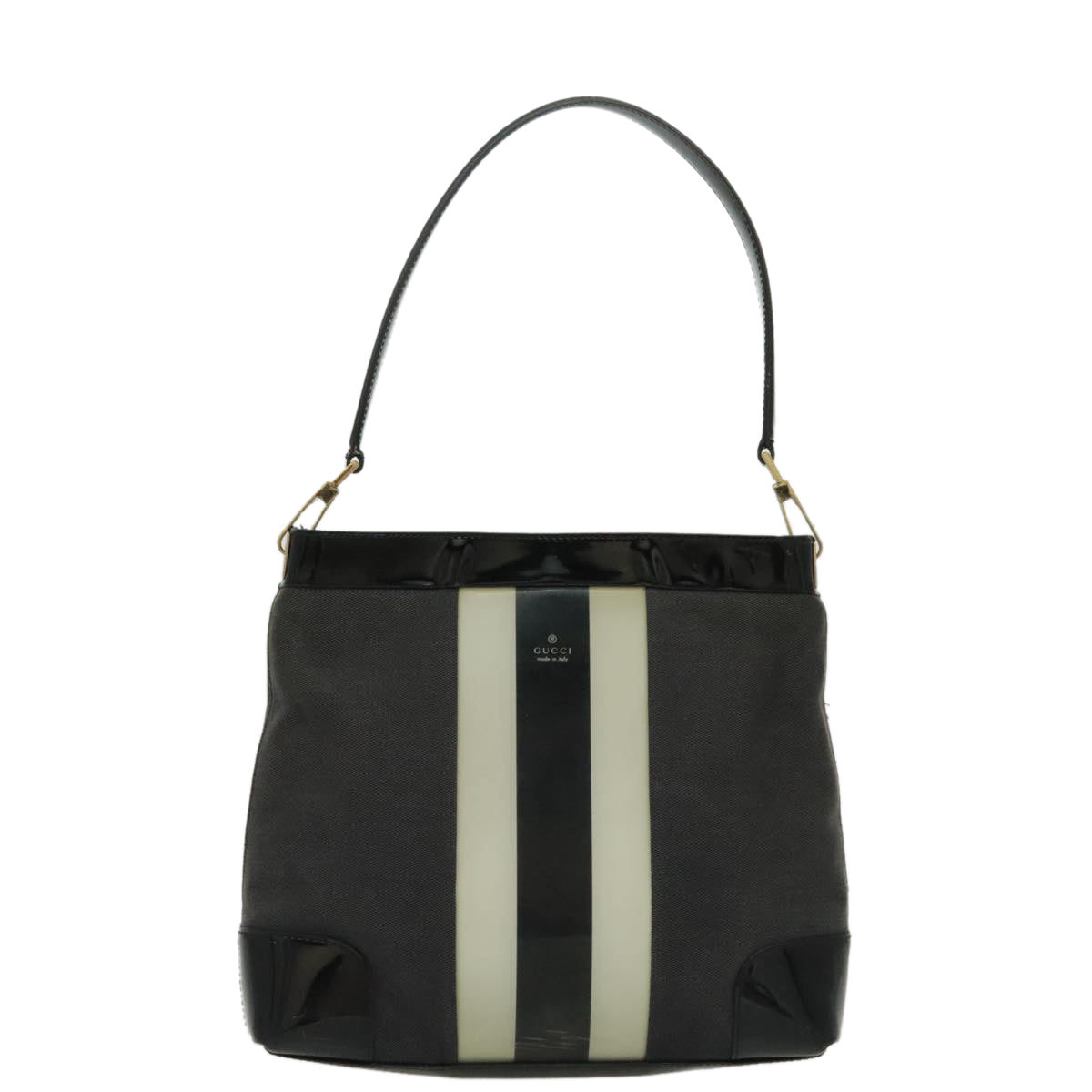 Gucci Web Grey Canvas Shoulder Bag