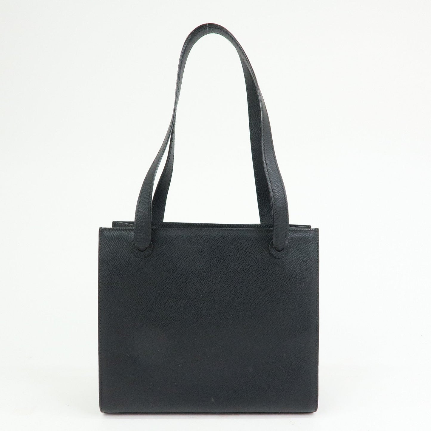 CHANEL Logo Calf Leather Tote Bag Shoulder Bag Hand Bag Black