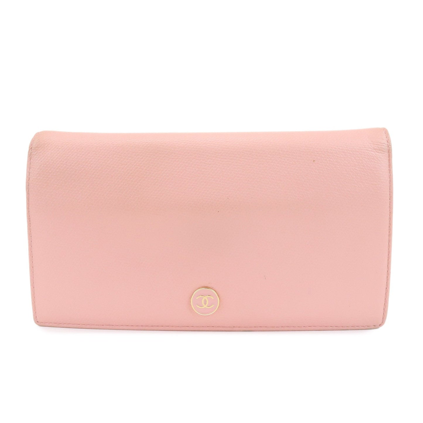 CHANEL COCO Mark Leather Bi-fold Long Wallet Pink