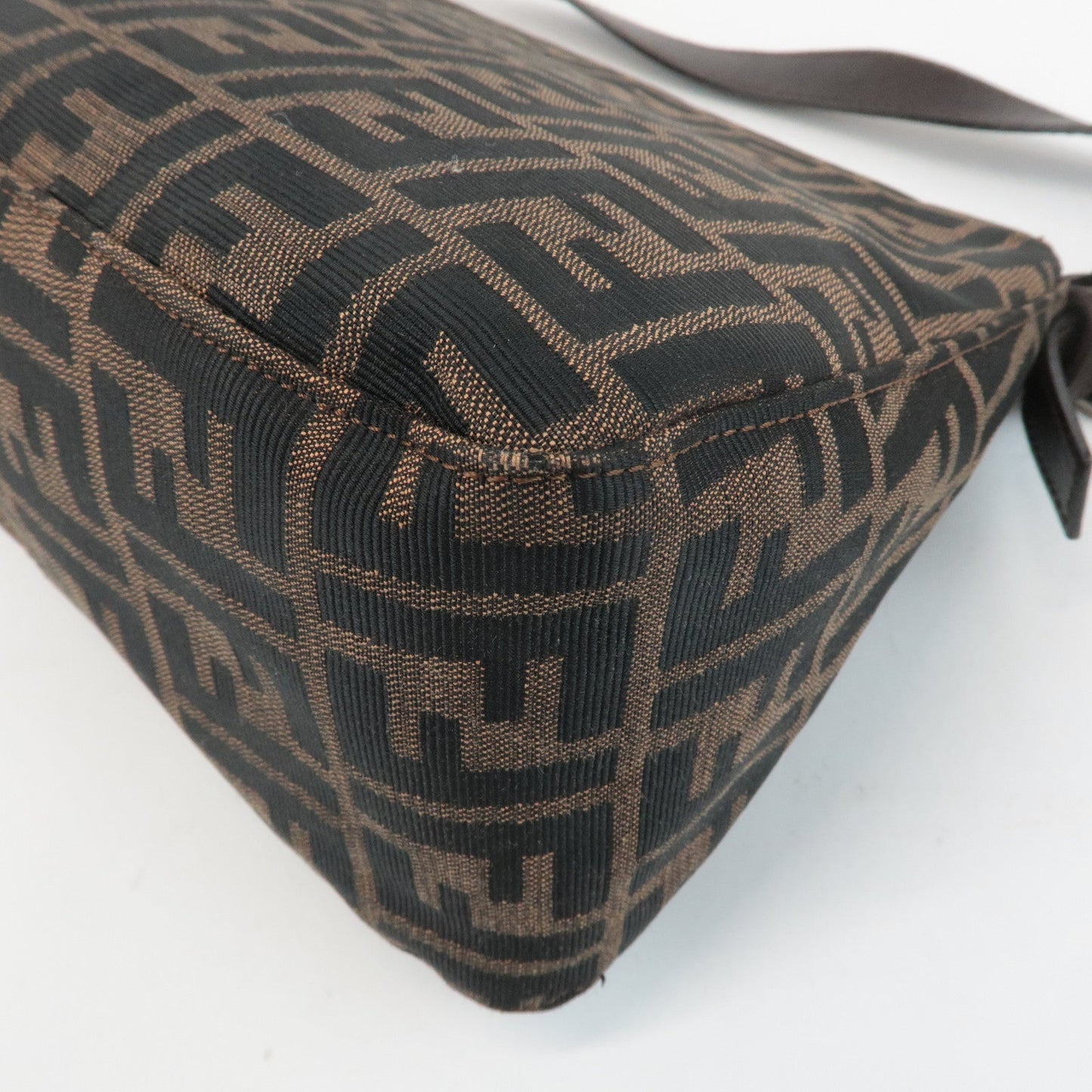 FENDI Mamma Baguette Canvas Leather Shoulder Bag Silver HDW 26325  d