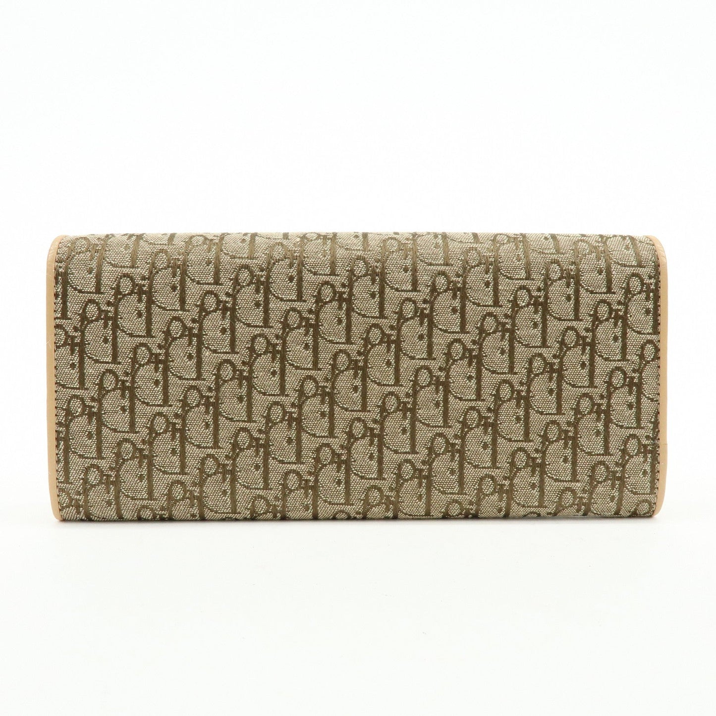 Christian Dior Trotter Jaquard Canvas Leather Long Wallet Brown