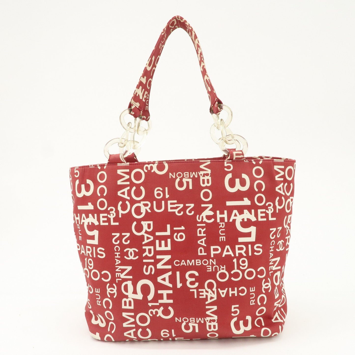 CHANEL By Sea Line Canvas Tote Bag Red Ivory A18302  d