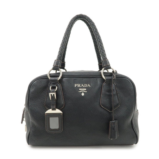 PRADA Logo Leather Hand Bag Mini Boston Bag Black BL0471  d