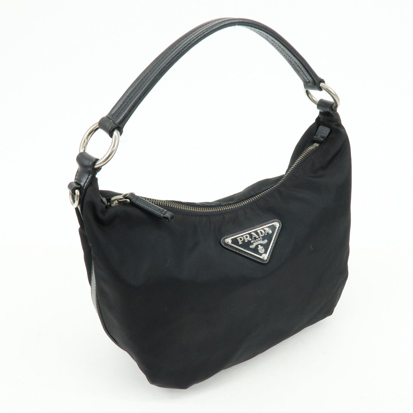 PRADA Triangle Logo Nylon Saffiano Leather Shoulder Bag BR3332