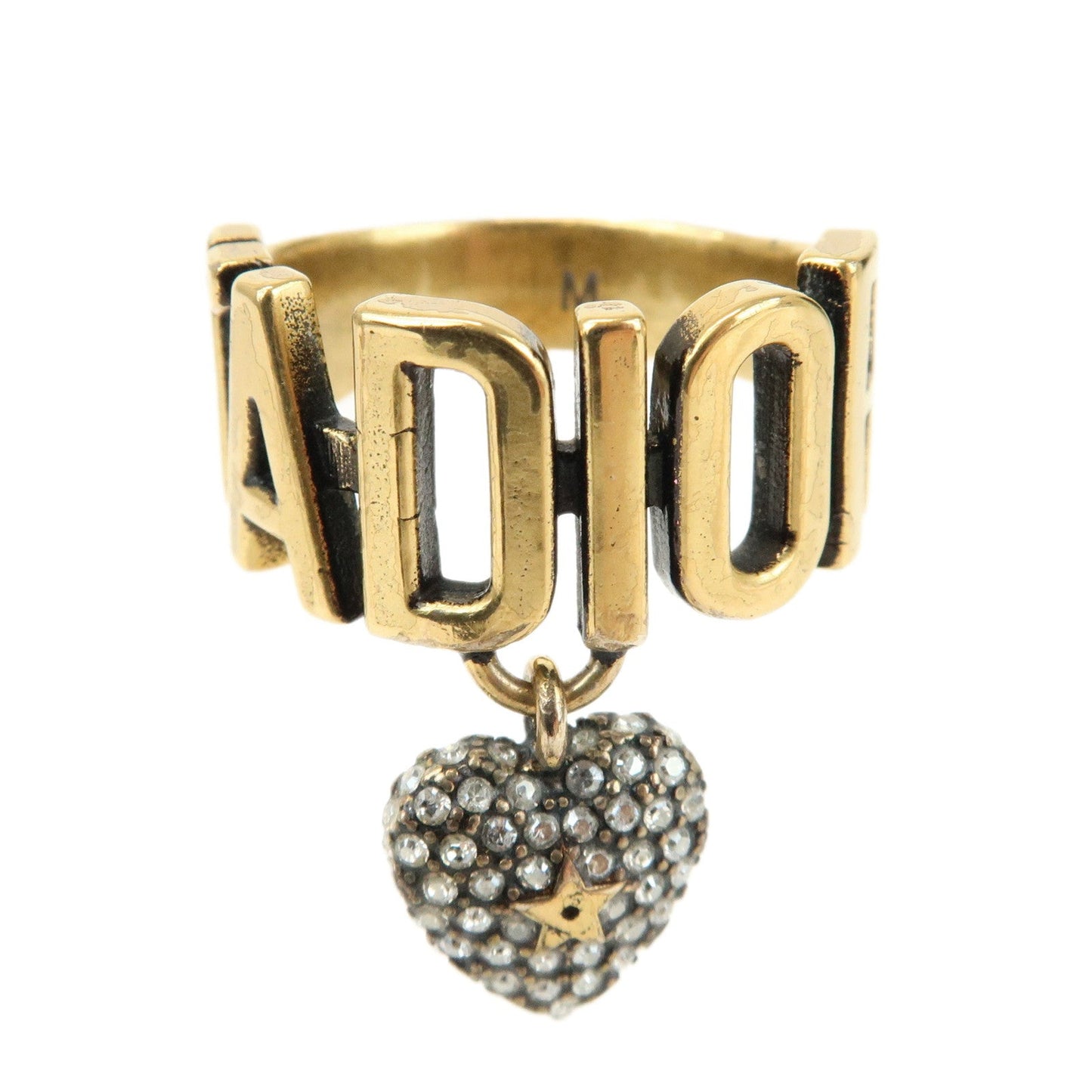 Christian Dior J'ADIOR Metal Rhinestone Star Heart Ring M Gold