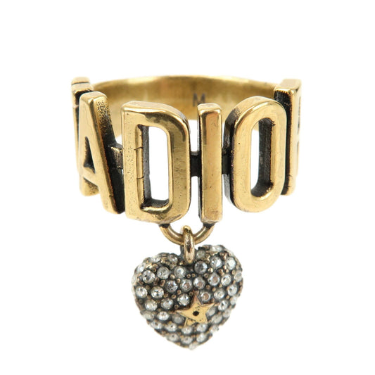 Christian Dior J'ADIOR Metal Rhinestone Star Heart Ring M Gold