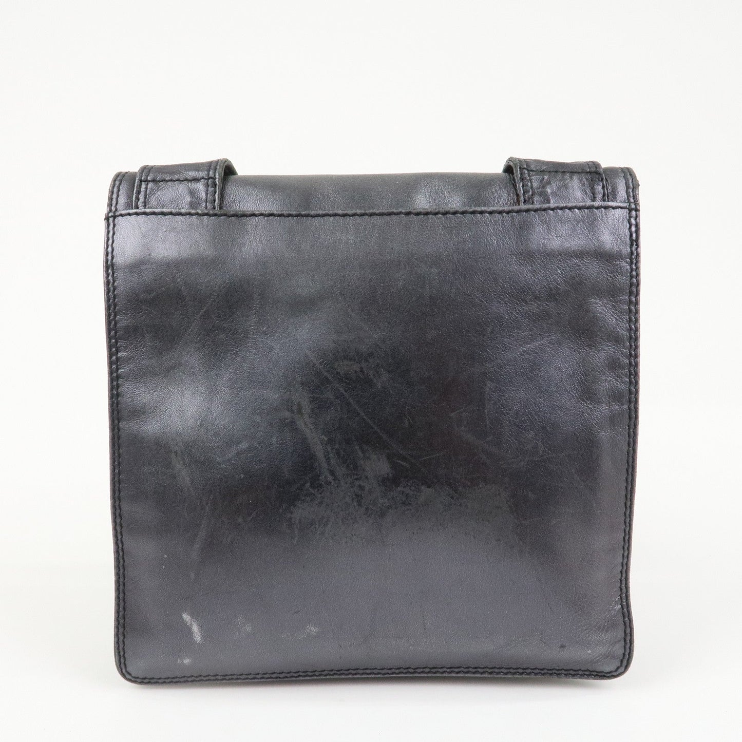 CHANEL Leather Shoulder Bag Crossbody Bag Metallic Gray