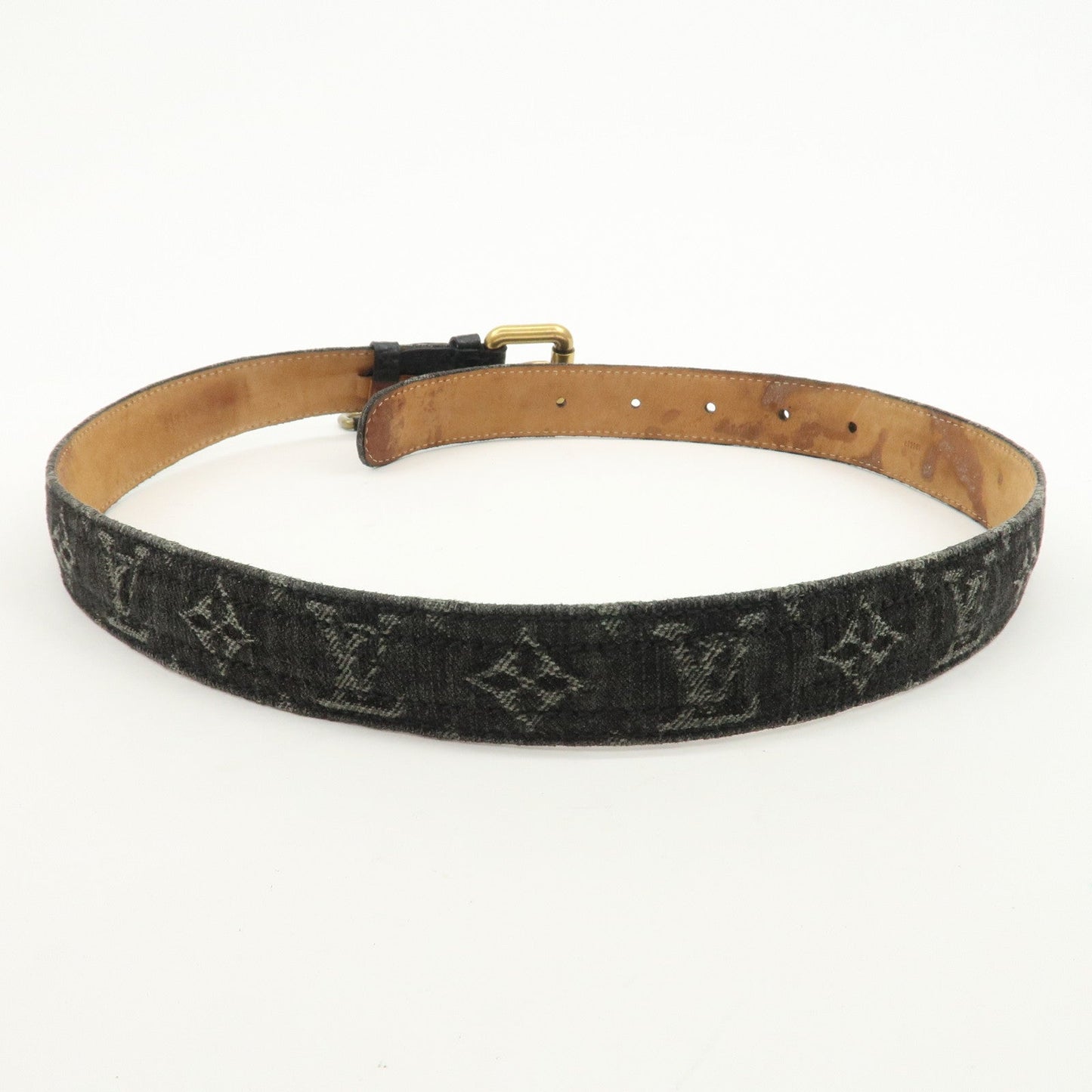 Louis Vuitton Monogram Denim Ceinture Belt 80/32 Noir Black M6972