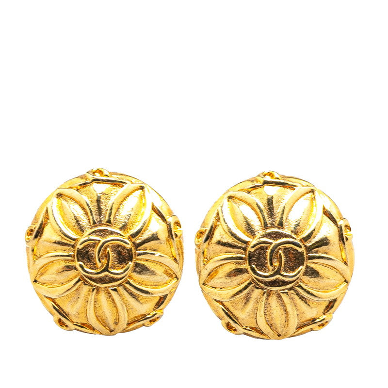 Chanel Gold Plated Coco Mark Flower   Earrings