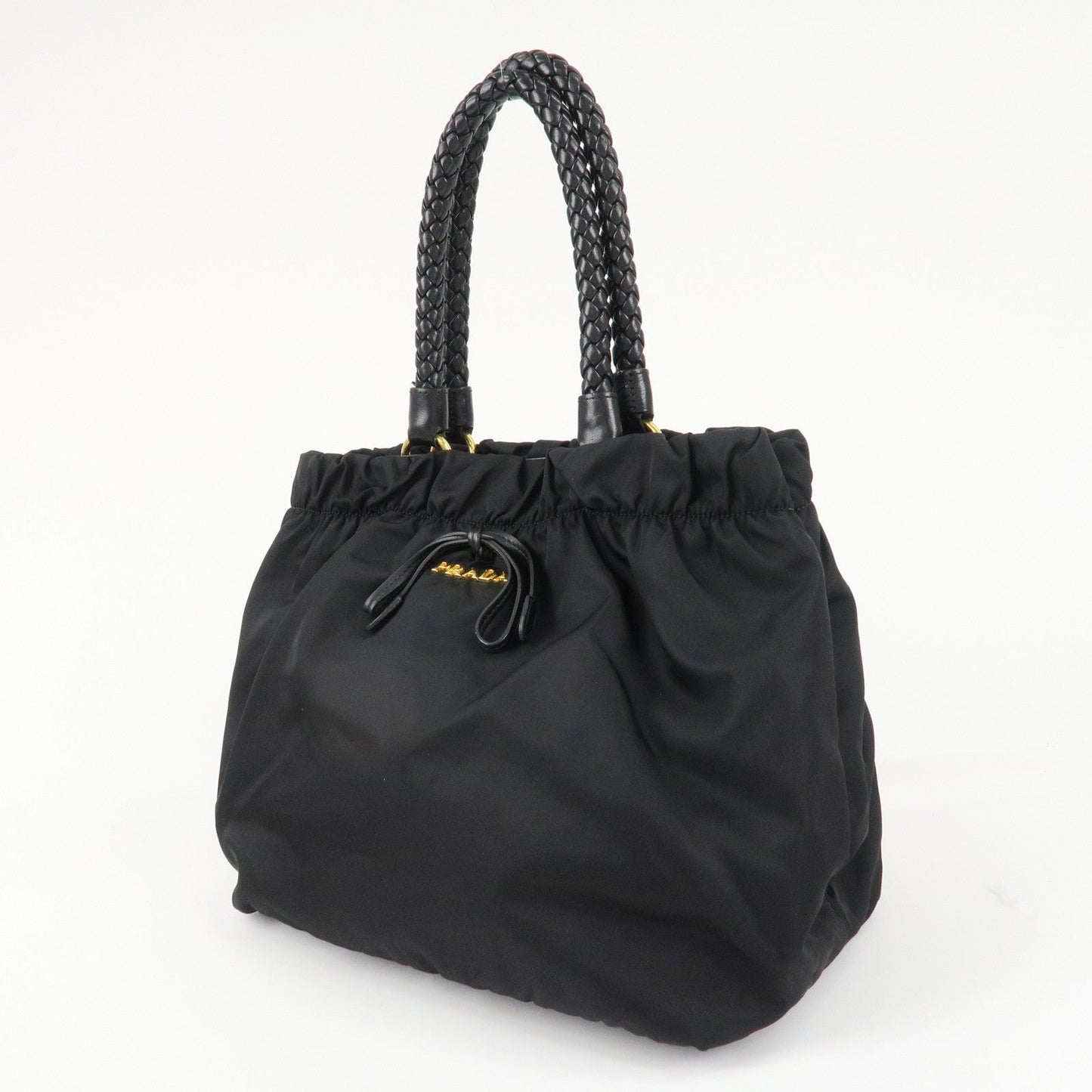 PRADA Logo Nylon Leather 2Way Bag Shoulder Bag Hand Bag Black BN1970  d