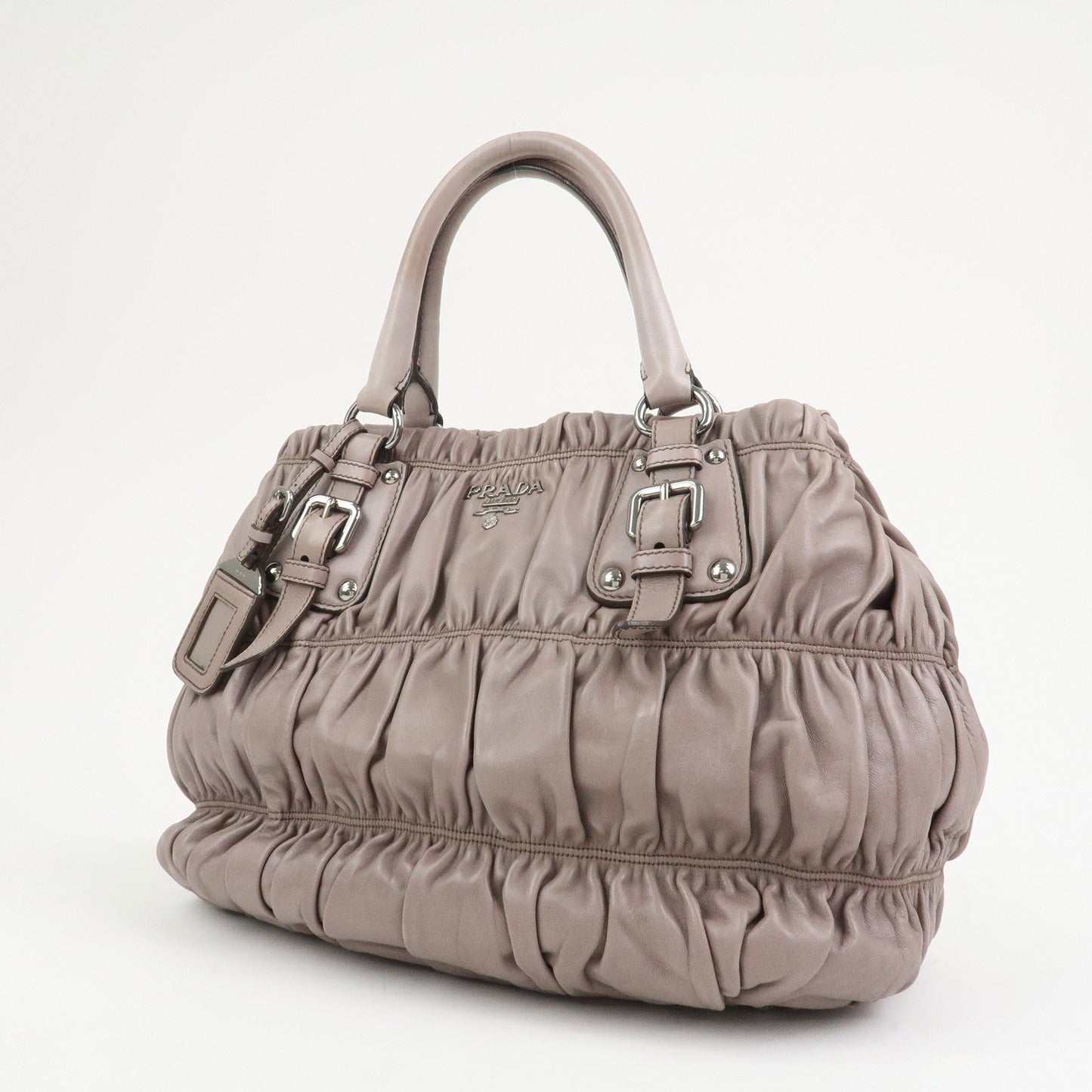 PRADA Logo Nappa Leather 2Way Bag Shoulder Bag Hand Bag Gray