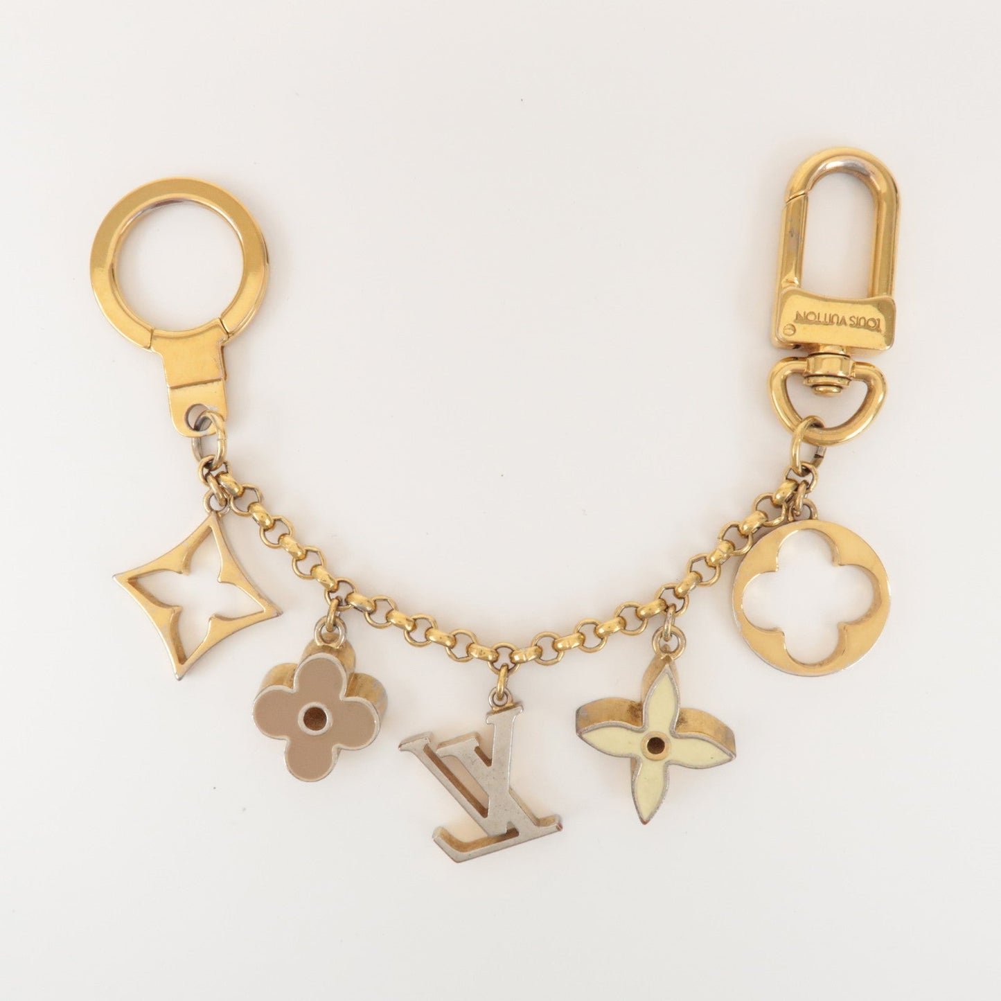 Louis Vuitton Fleur de Monogram Bag Charm Key Chain Gold M65111