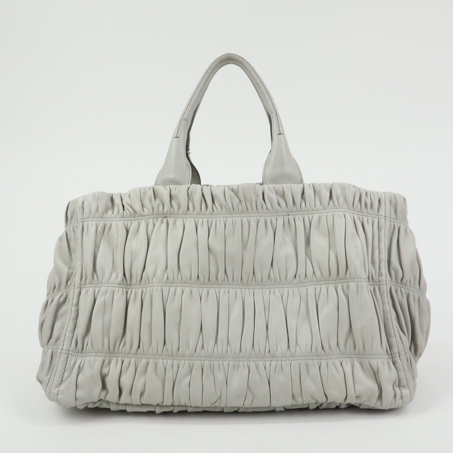 PRADA Canapa Nappa Gaufre Leather Gathered Large Tote Hand Bag