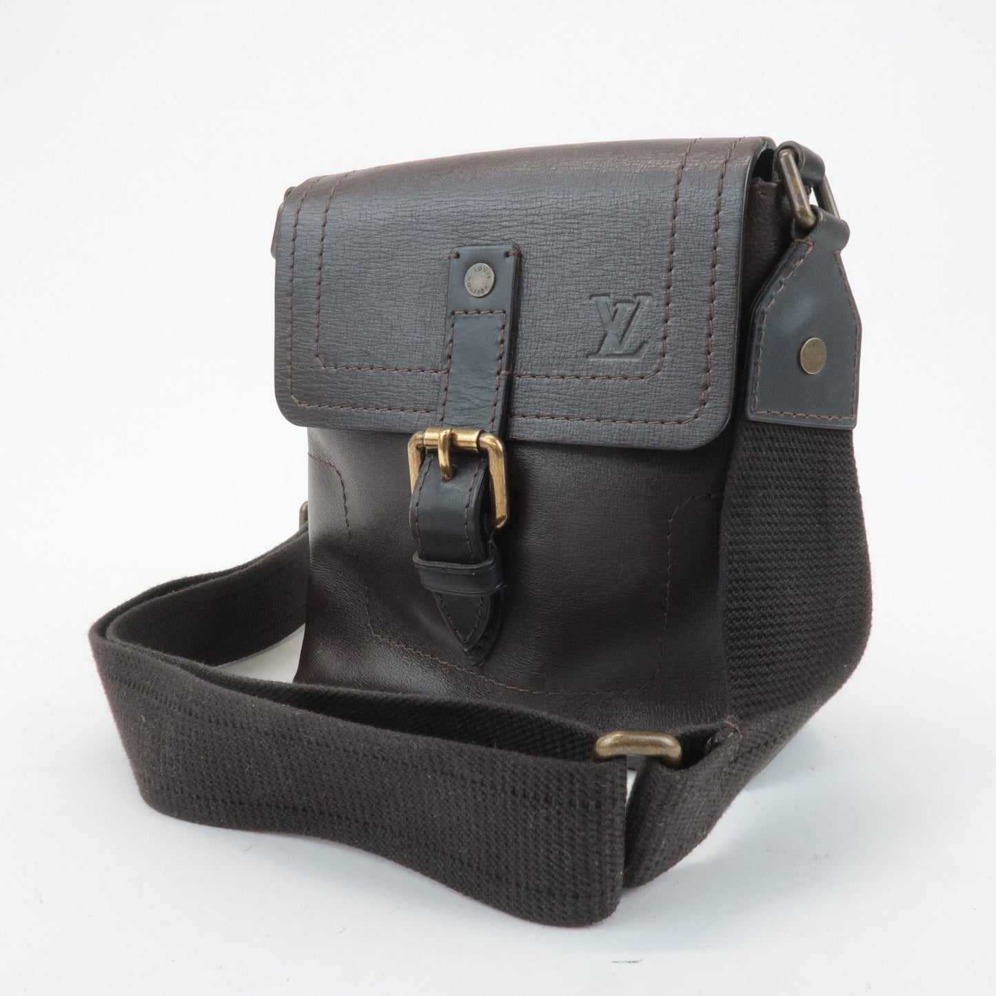 Louis Vuitton Utah Calf Leather Shoulder Bag Crossbody Bag Cafe M92995  d