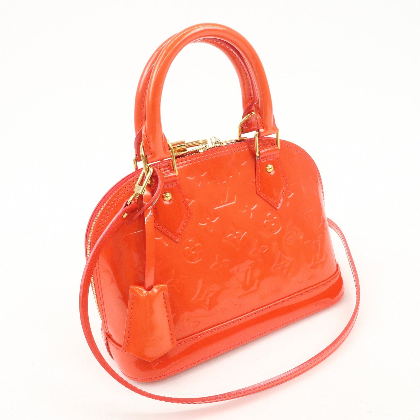 Louis Vuitton Monogram Vernis Alma BB 2Way Hand Bag Rouge M91698  d