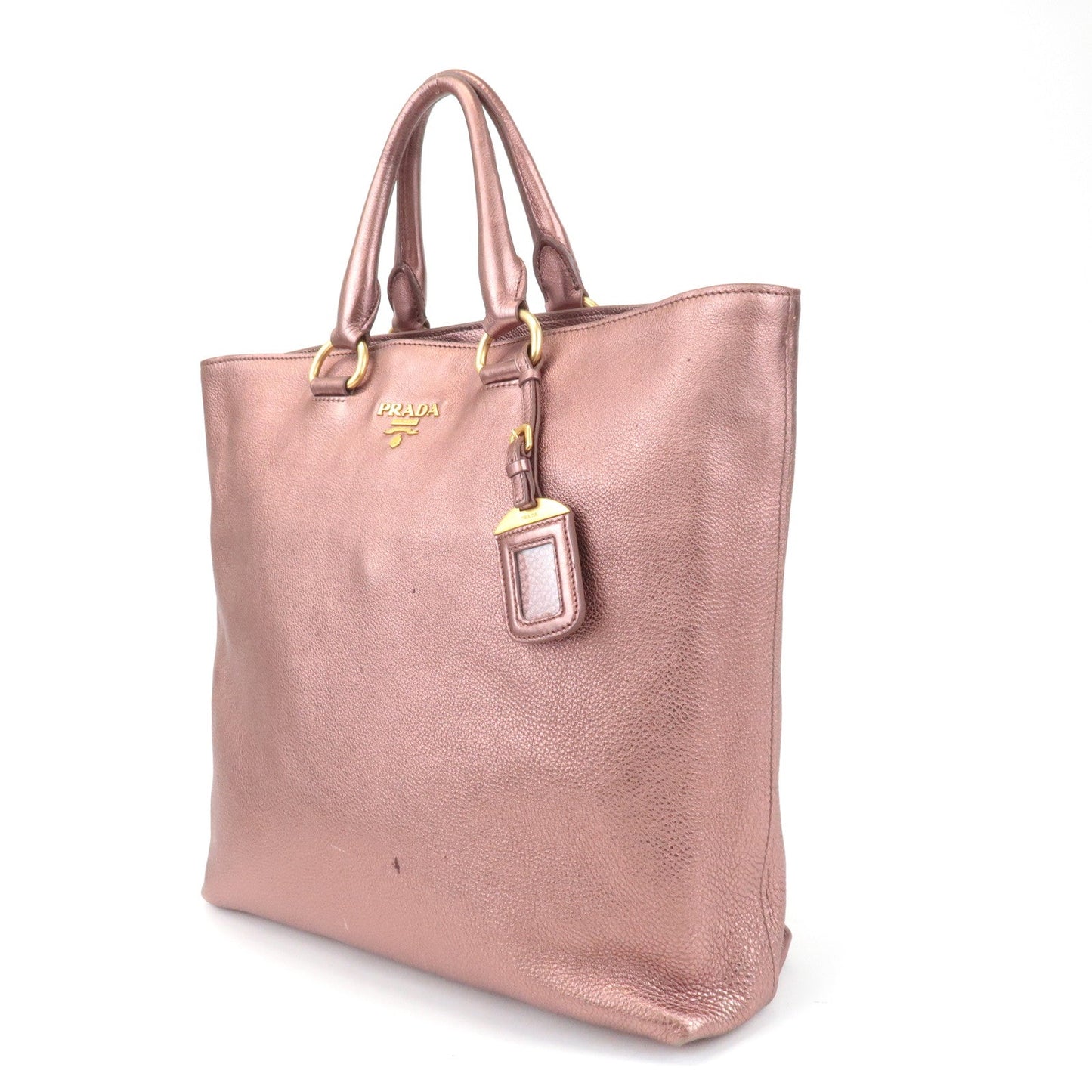 PRADA Leather 2Way Tote Bag Shoulder Bag Metallic Pink BN1713  d