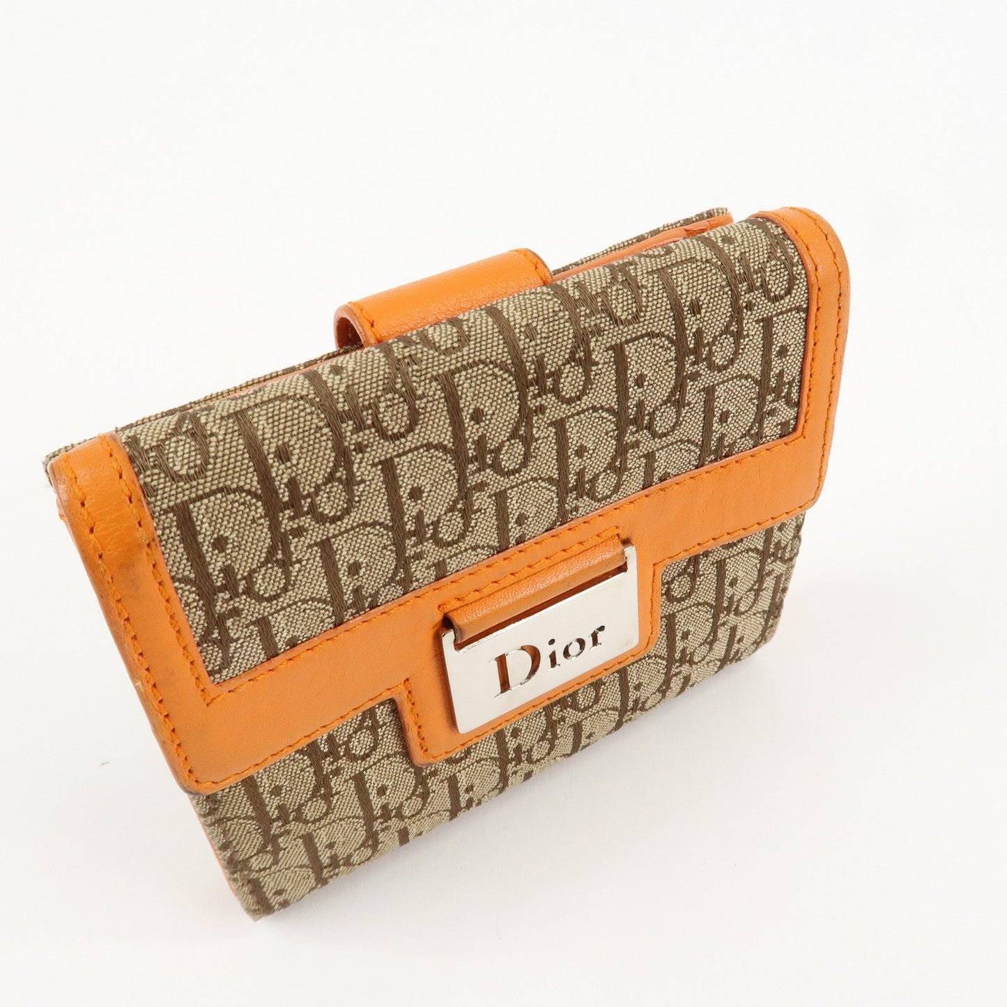 Christian Dior Street Chic Trotter Canvas Leather W Hook Trifold Wallet  d