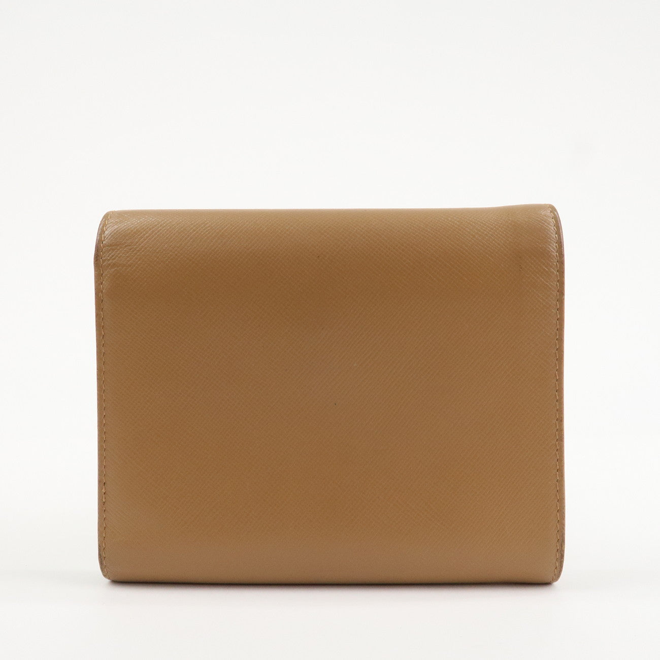 PRADA Triangle Logo Saffiano Leather Trifold Wallet Brown  d