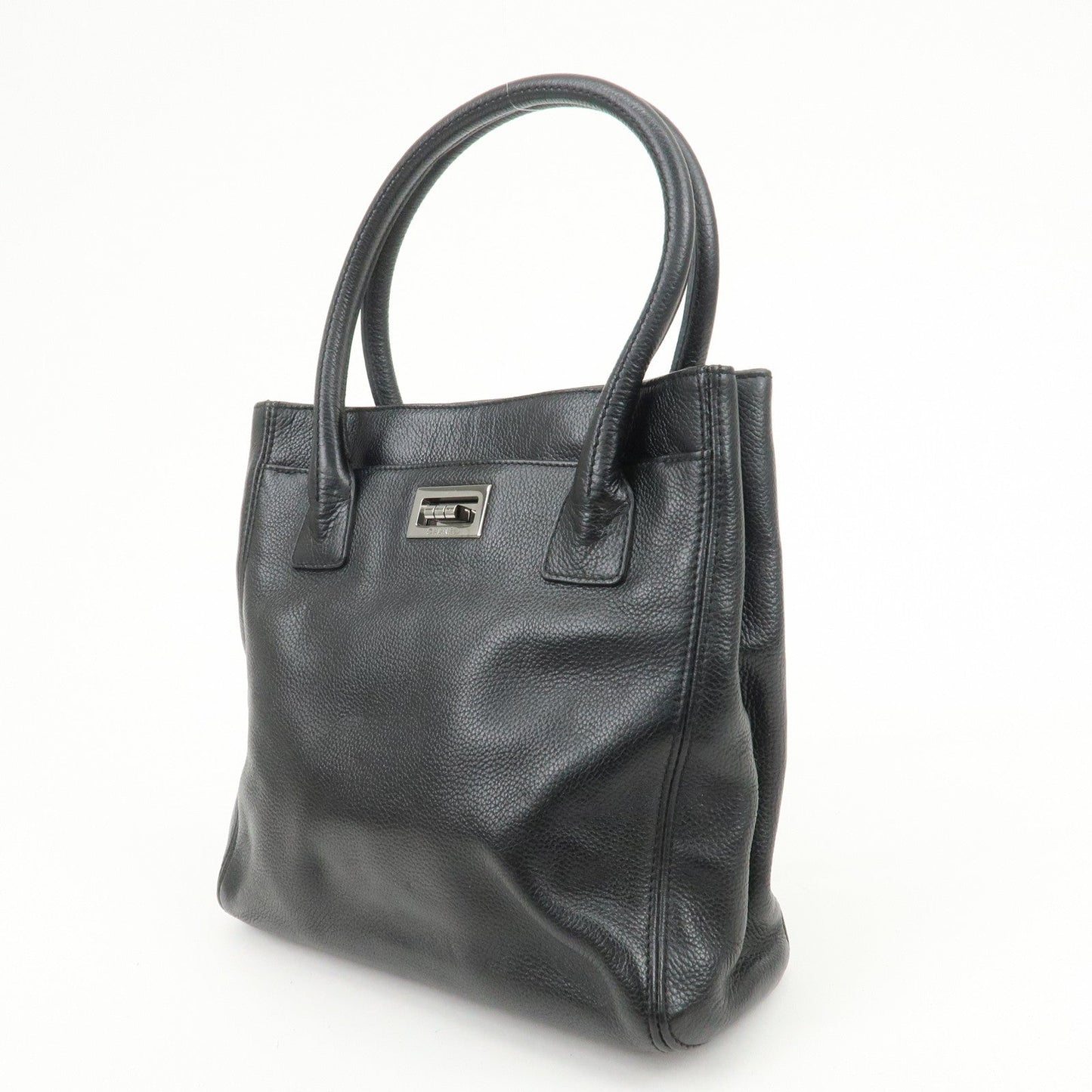 CHANEL 2.55 Caviarskin Executive Tote Bag Hand Bag Black