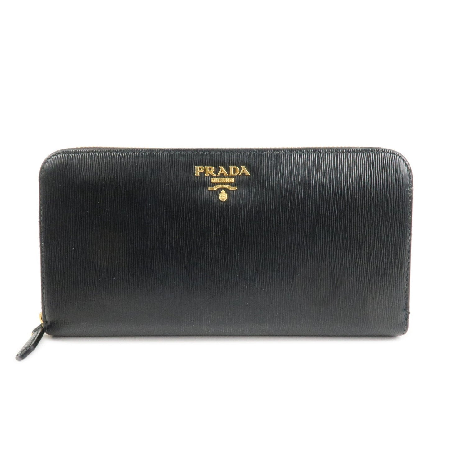 PRADA Vitello Move Leather Round Zippy Wallet Black 1ML506  d