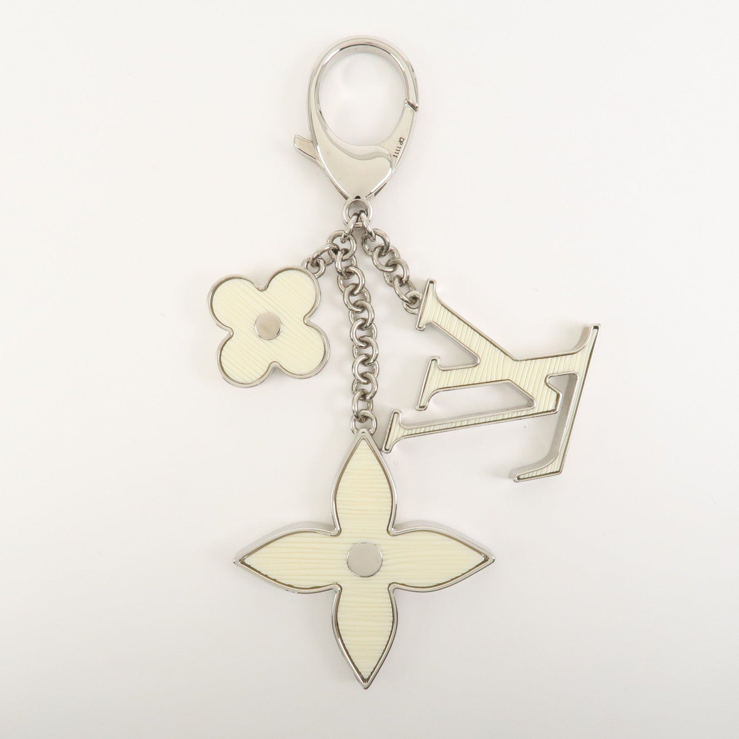 Louis Vuitton Bijoux Sac Fleur de Epi Bag Charm Silver White M65085