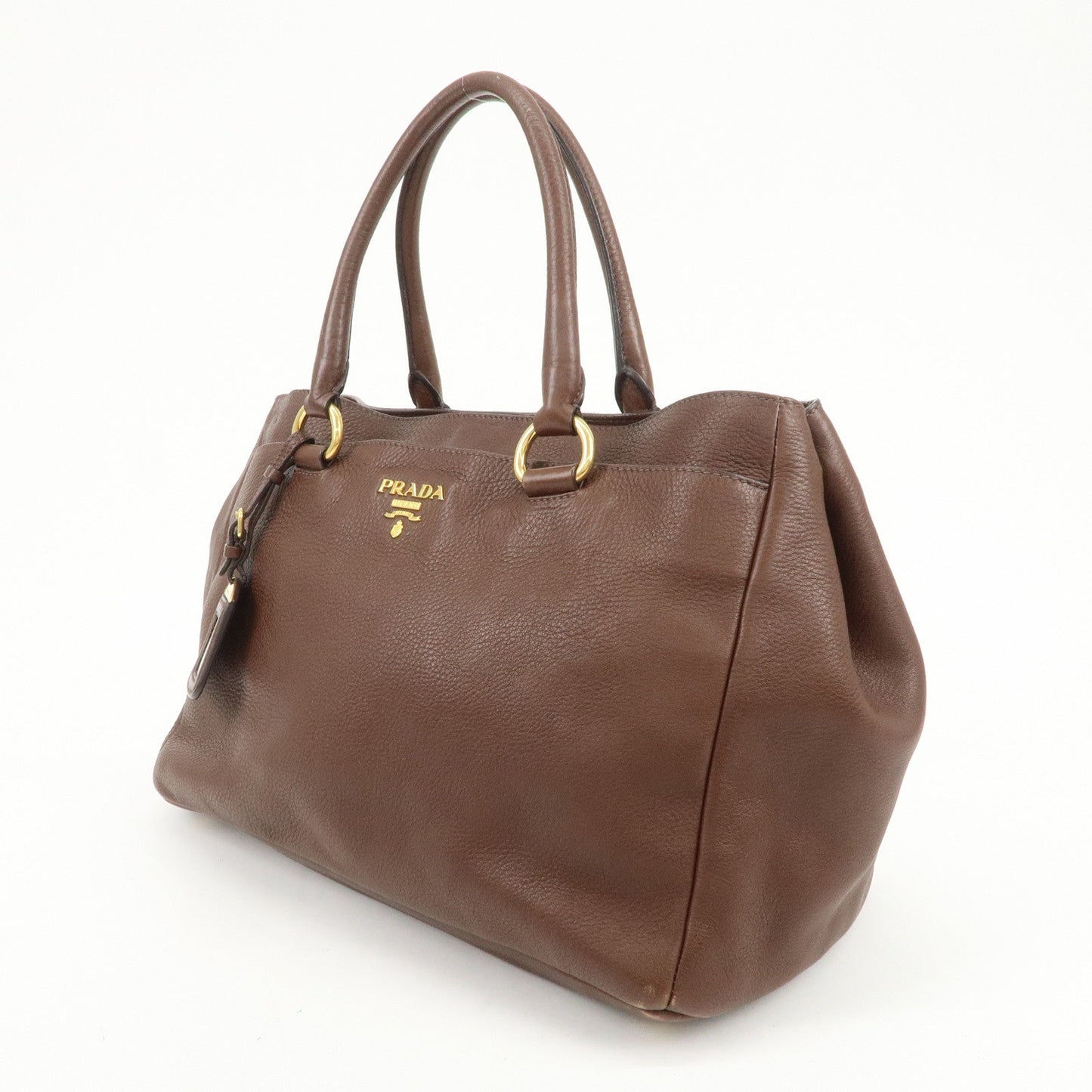 PRADA Vitello Daino Leather 2Way Shoulder Bag Tote Bag Brown BR4393