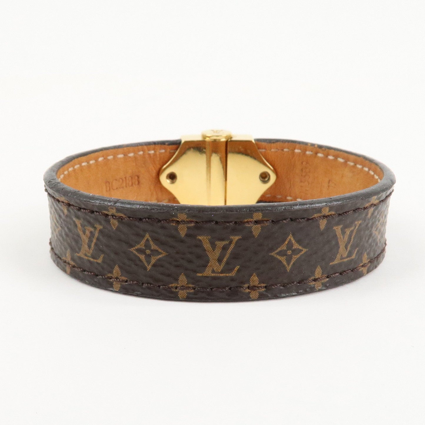 Louis Vuitton Monogram Bracelet Spirit Bangle Gold HDW M6689  d