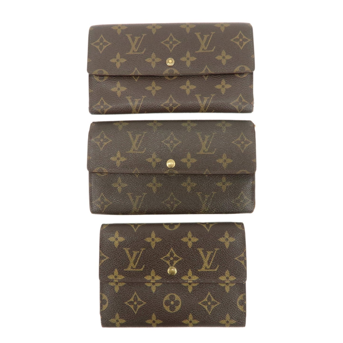 Louis Vuitton Monogram Set of 3 Wallets Brown M61725 M61215 M61200