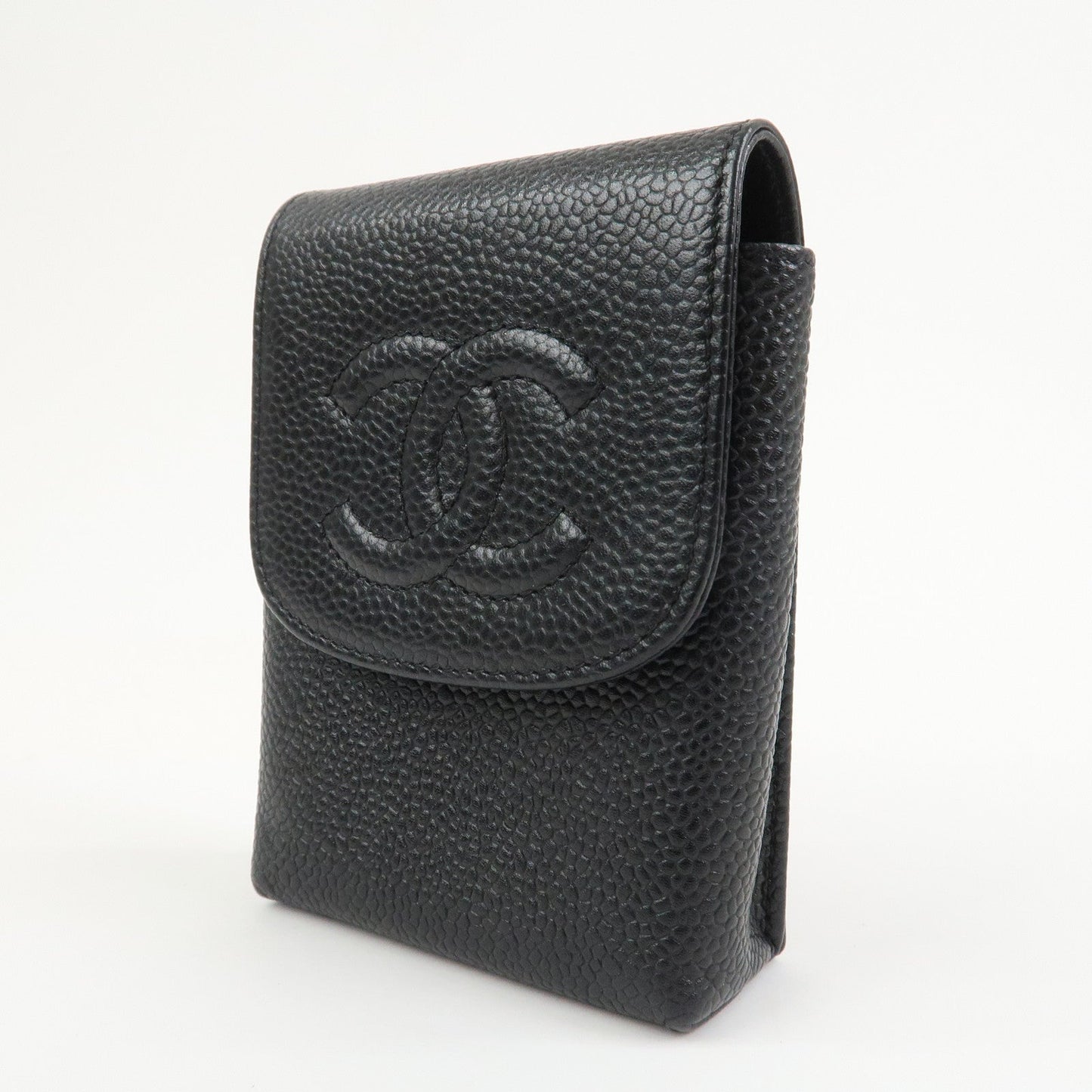 CHANEL COCO Mark Caviarskin Cigarette Case Black Noir A13511