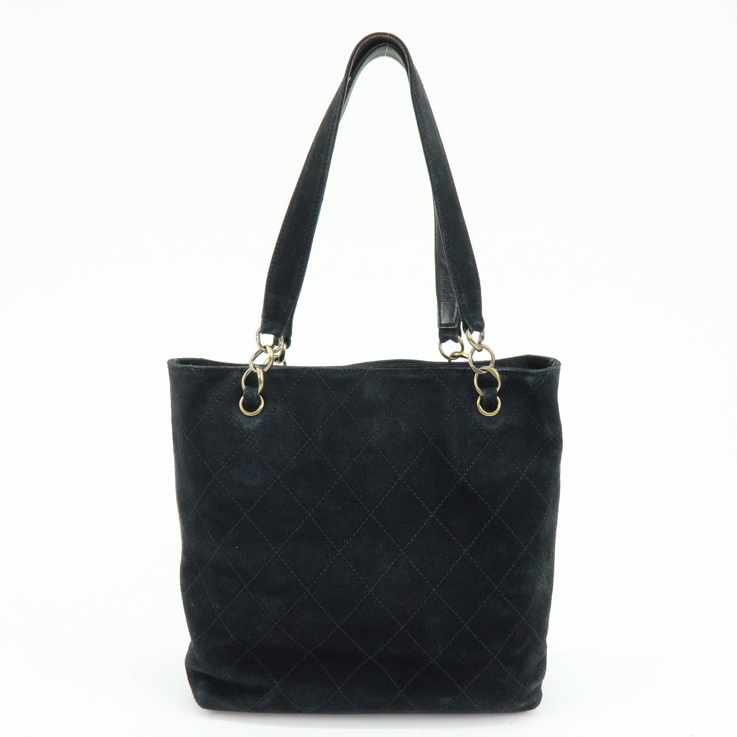 CHANEL Matelasse COCO Mark Suede Tote Bag Shoulder Bag Black