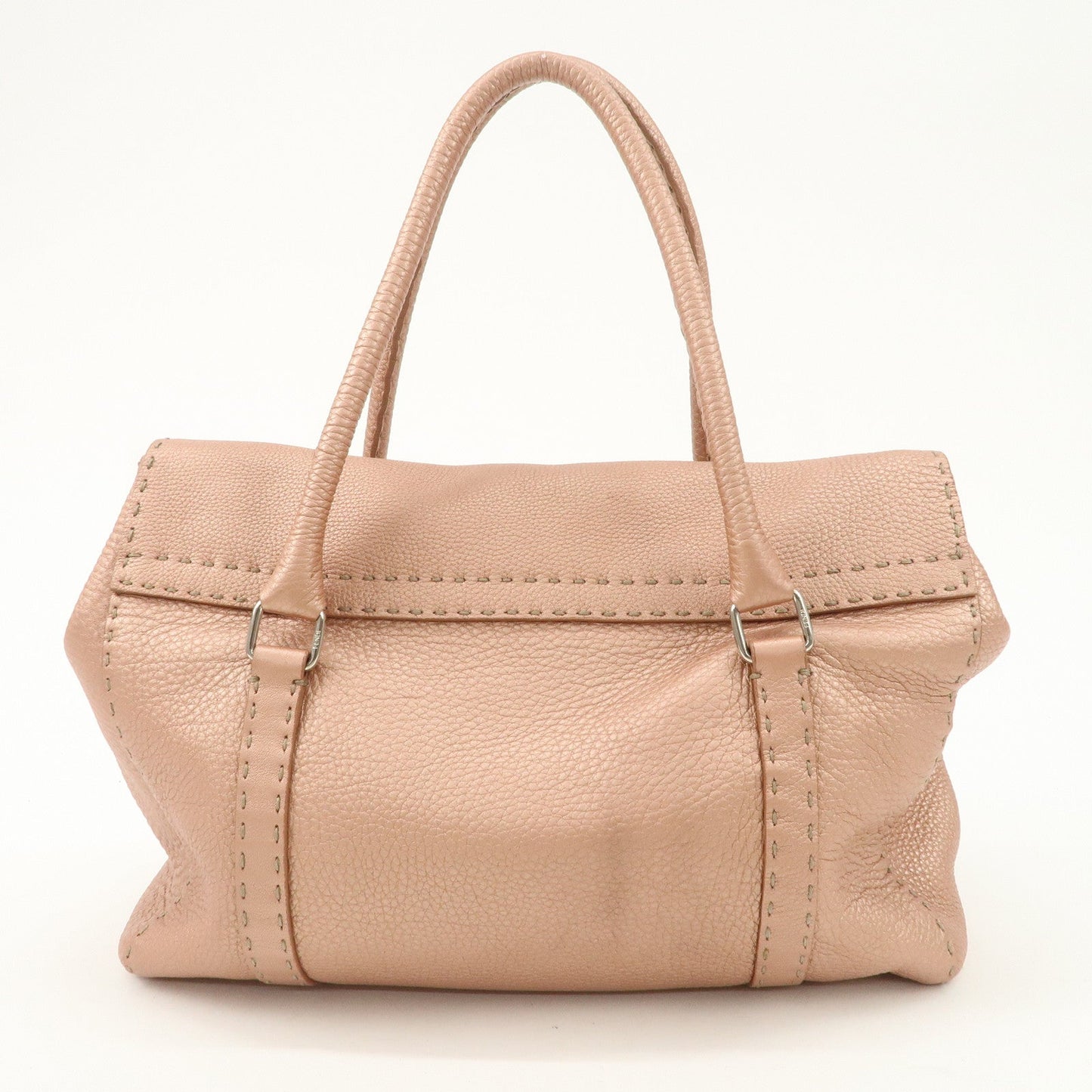 FENDI Selleria Leather Mini Linda Hand Bag Pink Silver Hardware 8BR458  d