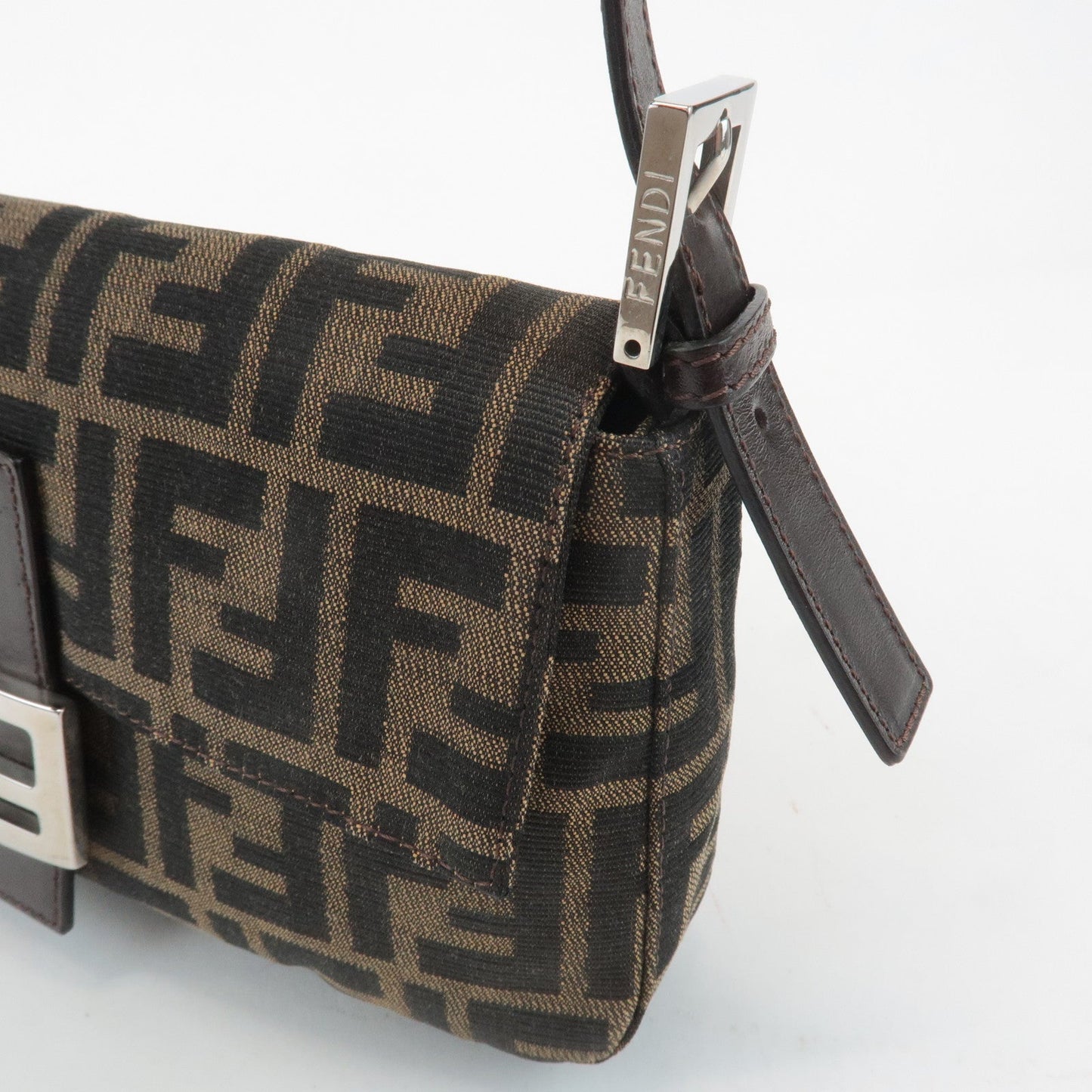 FENDI Zucca Mamma Baguette Canvas Shoulder Bag 26424 Brown Black  d