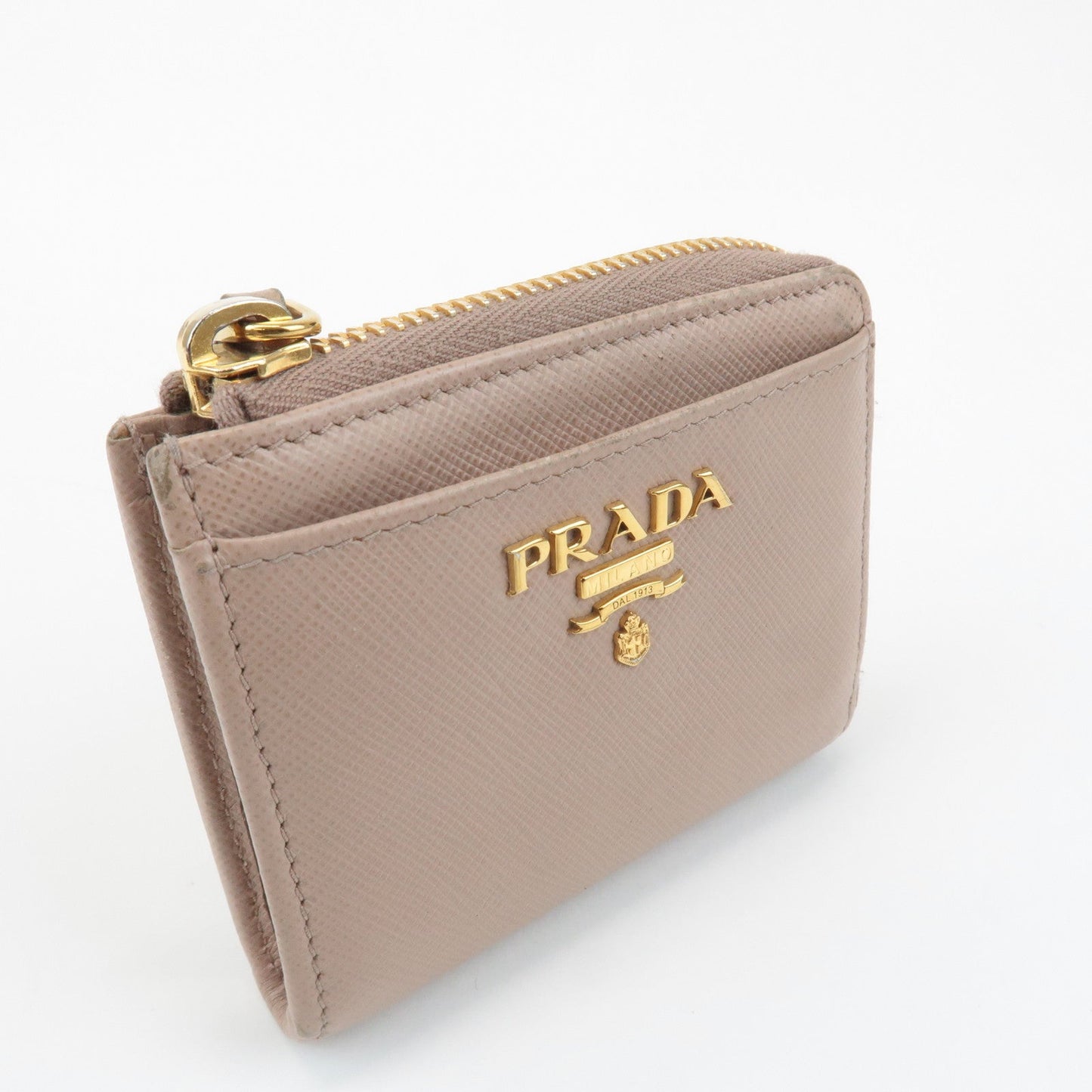 PRADA Logo Saffiano Leather Zippy Coin Case Pink Beige 1ML025  d