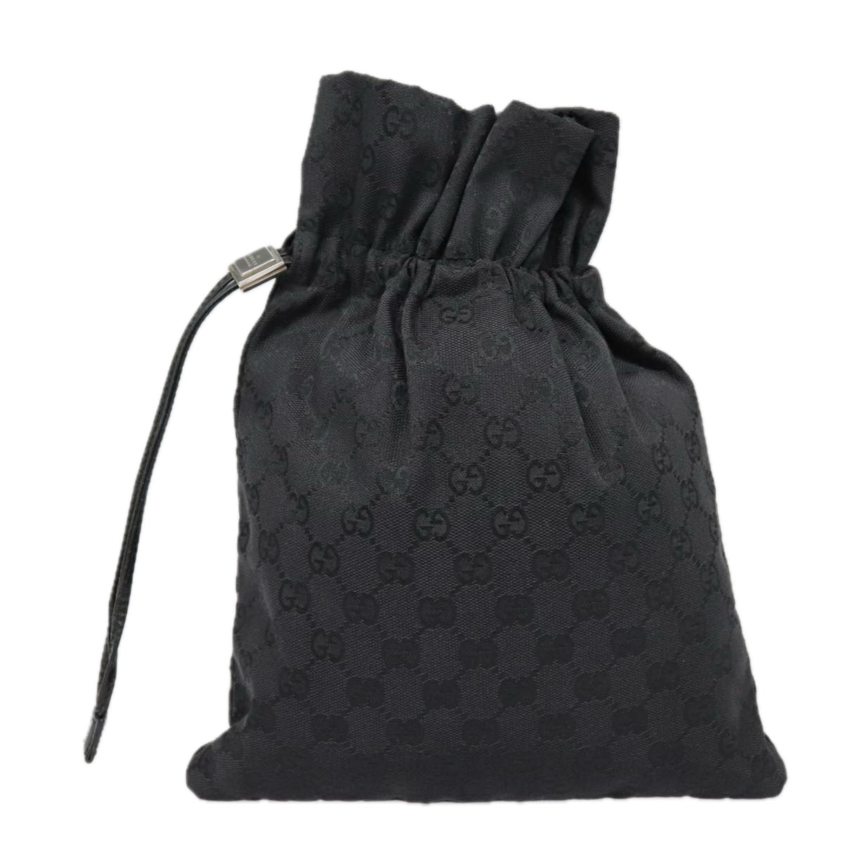 Gucci Drawstring Black Canvas Clutch Bag