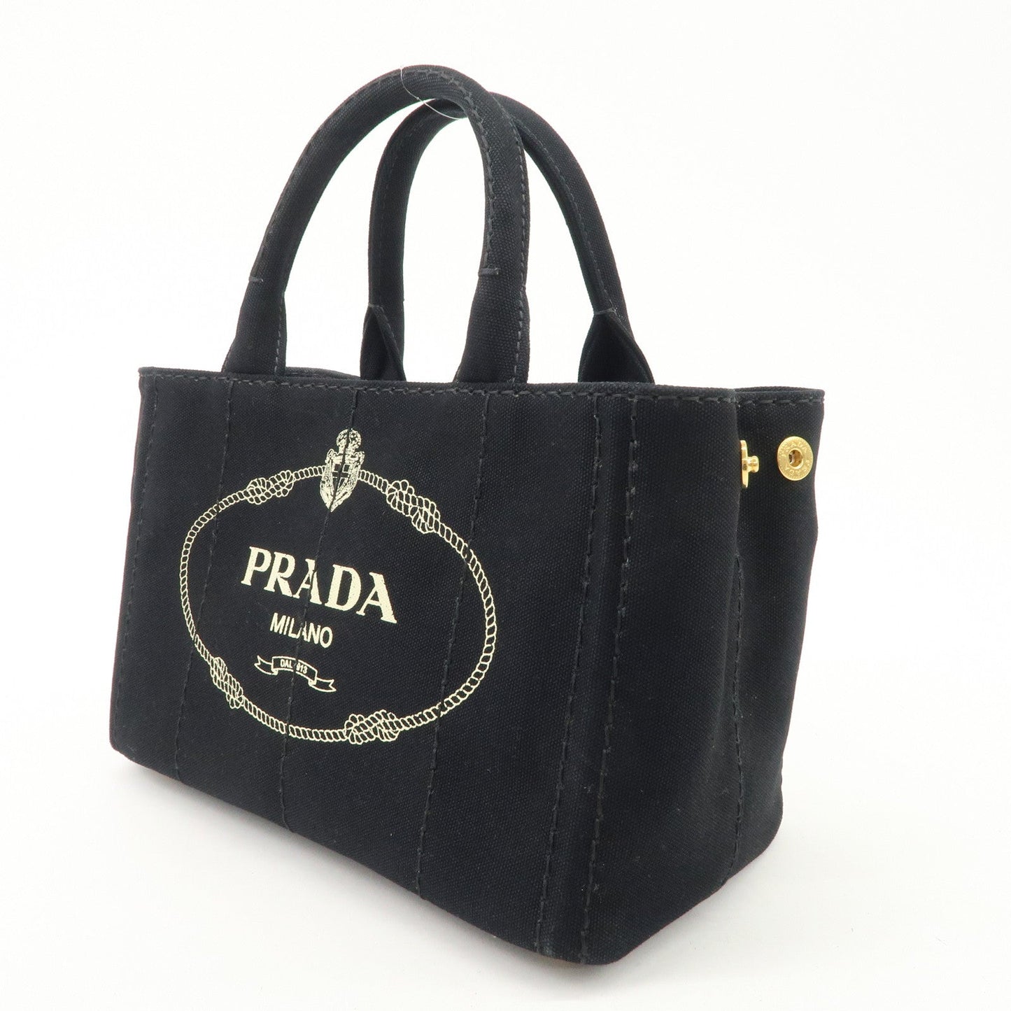 PRADA Canapa Mini Canvas 2Way Hand Bag Tote Bag Black 1BG439  d