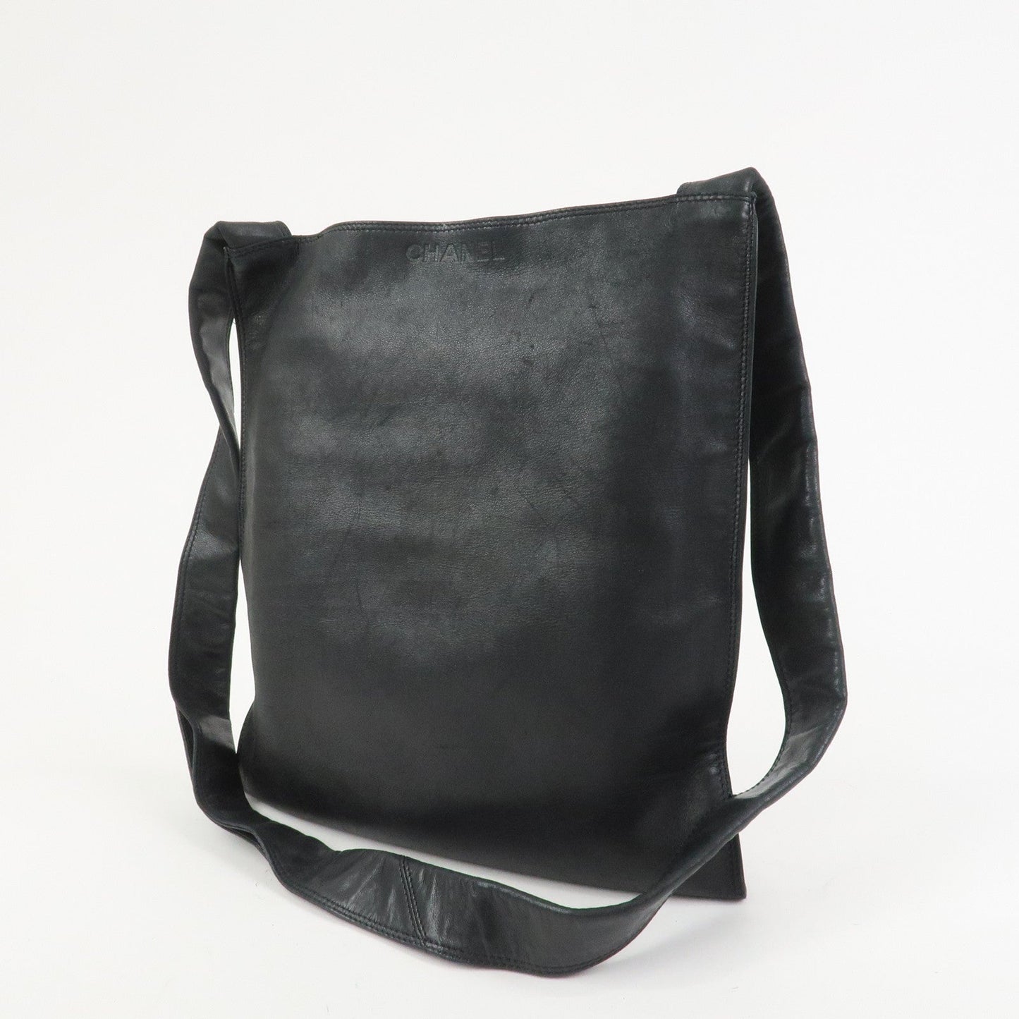 CHANEL Lamb Skin Shoulder Bag Crossbody Bag Black