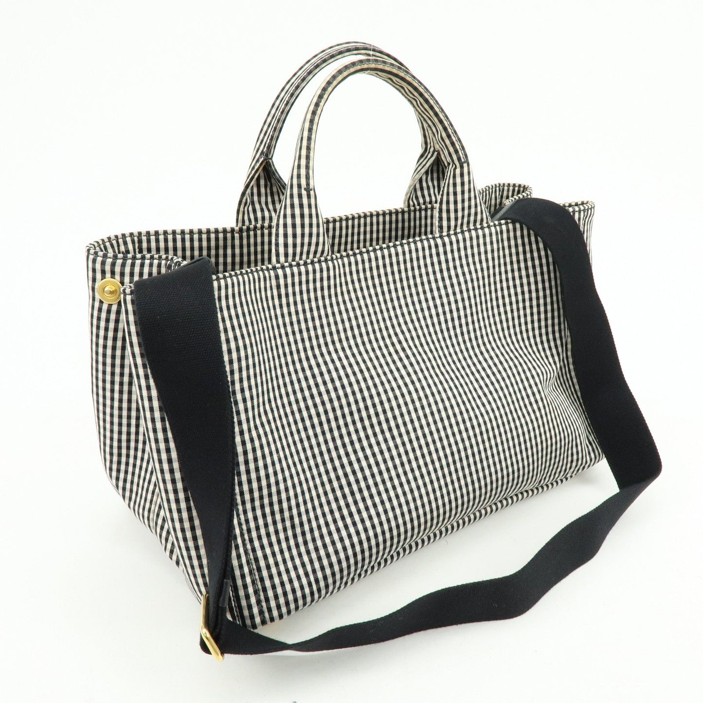 PRADA Canapa Canvas 2Way Bag Hand Bag Shoulder Bag Black Ivory