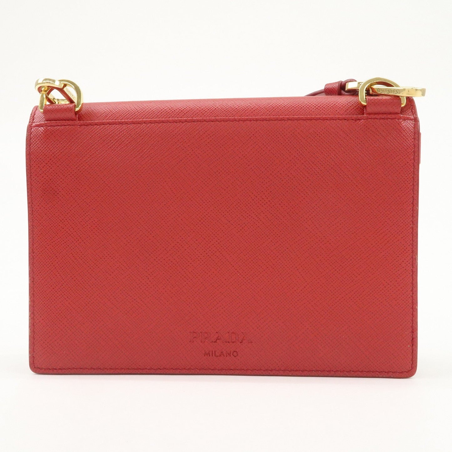 PRADA Heart Lock Leather Shoulder Bag Crossbody Bag Red  d