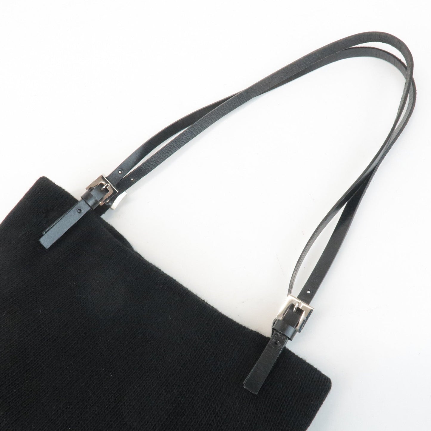 FENDI Wool Leather Tote Bag Shoulder Bag Black 26633  d