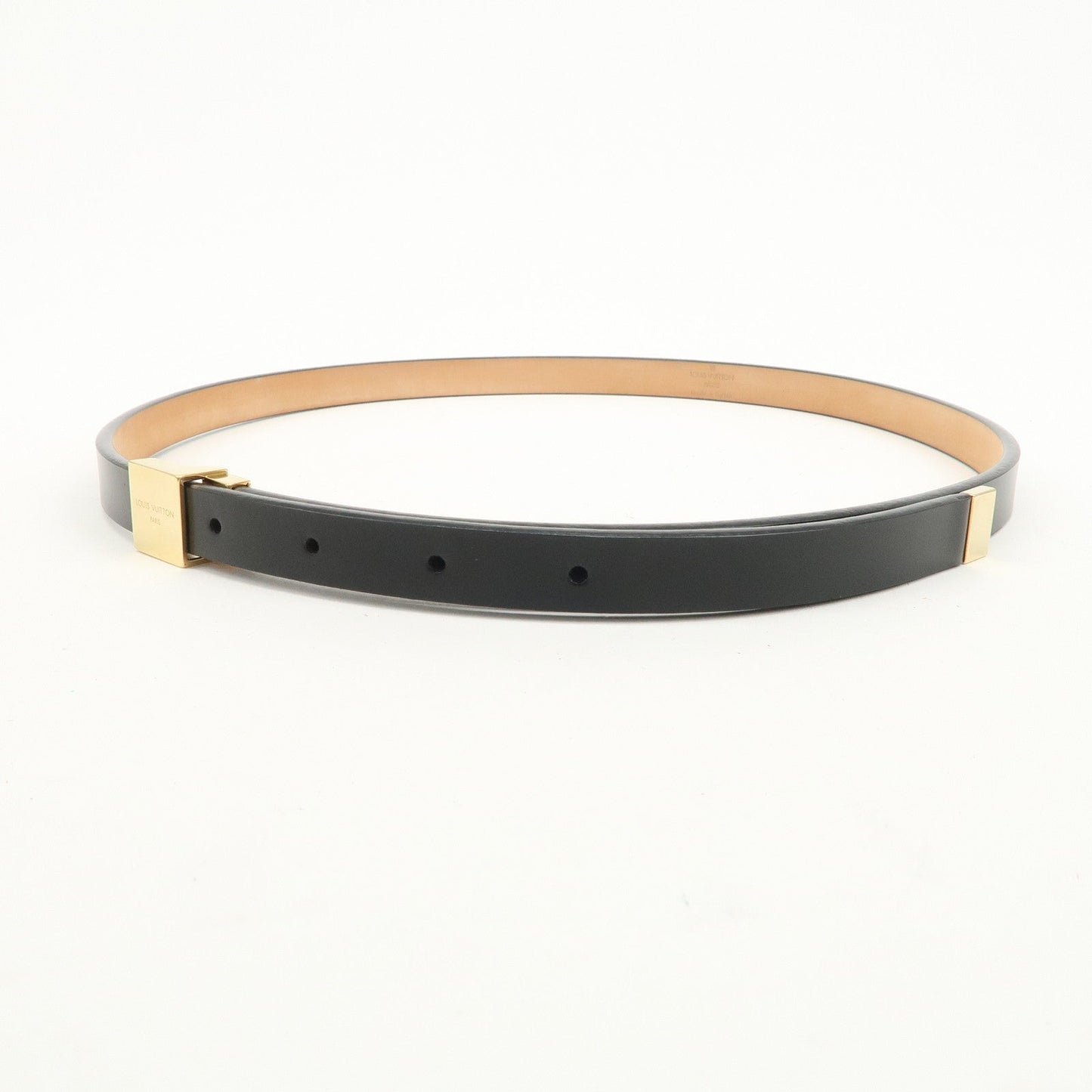 Louis Vuitton Ceinture Carre Leather Belt Black Gold