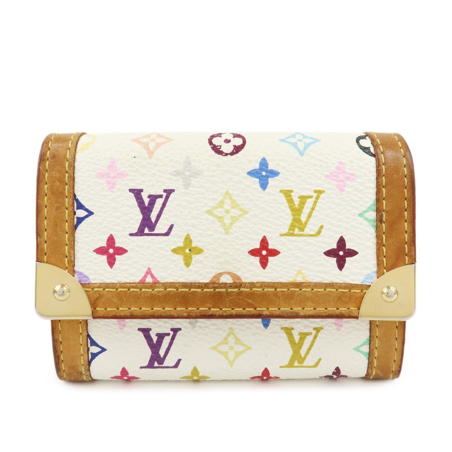 Louis Vuitton Multicolor Porte Monnaie Plat Coin Case Blanc M92657