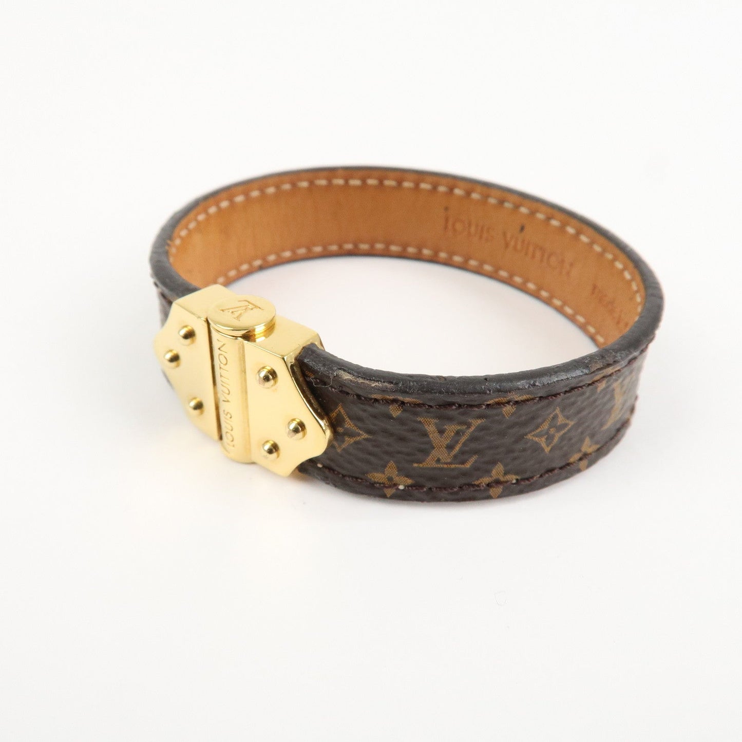 Louis Vuitton Monogram Bracelet Spirit Bangle Gold HDW M6689  d