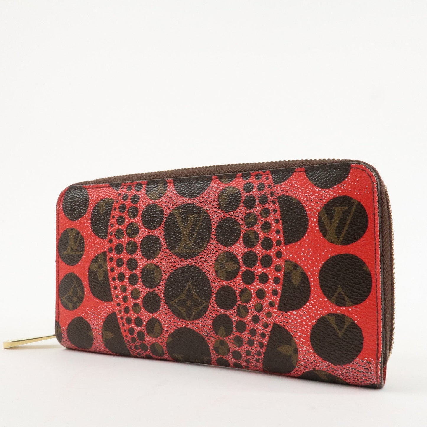 Louis Vuitton Monogram Kusama Pumpkin Dots Zippy Wallet M60450  d