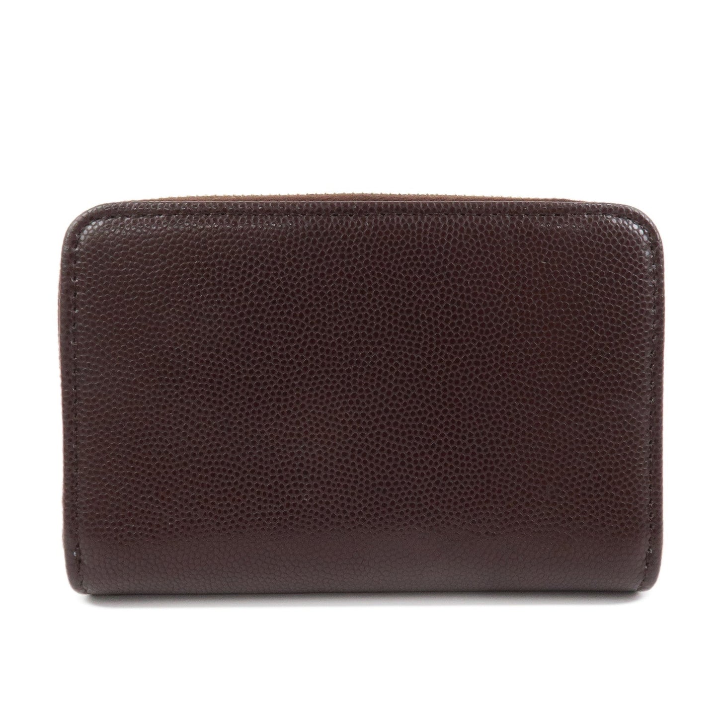 CHANEL COCO Mark Caviarskin Compact Zippy Wallet Brown