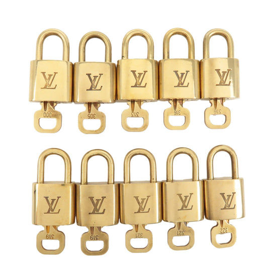 Louis Vuitton Set of 10 Lock & Key Cadena Key Lock Metal Gold  d