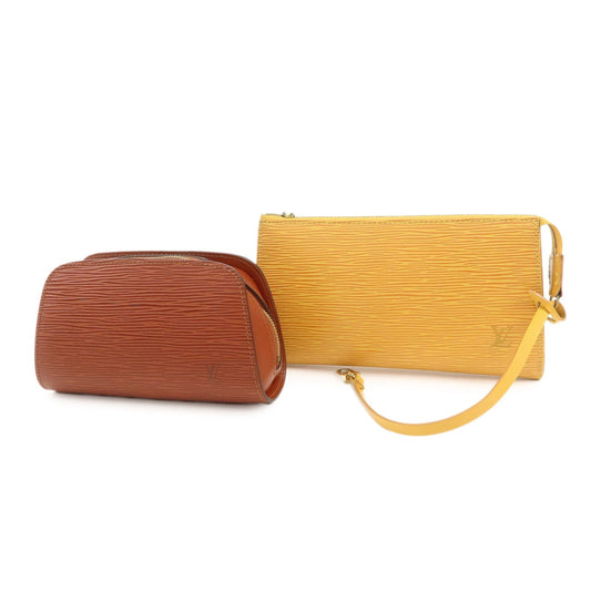 Louis Vuitton Set of 2 Epi Pouch Brown Yellow M52949 M48443  d